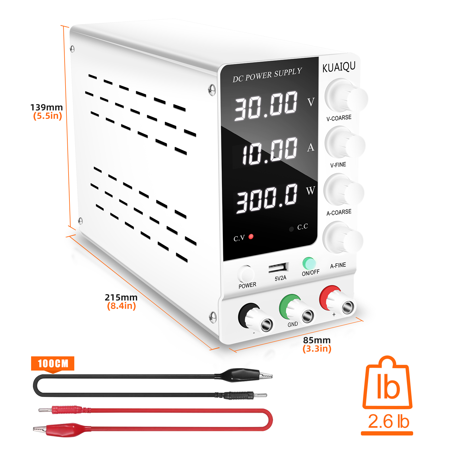 KUAIQU Lab DC Power Supply 30V - High Precision Adjustable Lab Power Supply 120V 3A 评论和价格